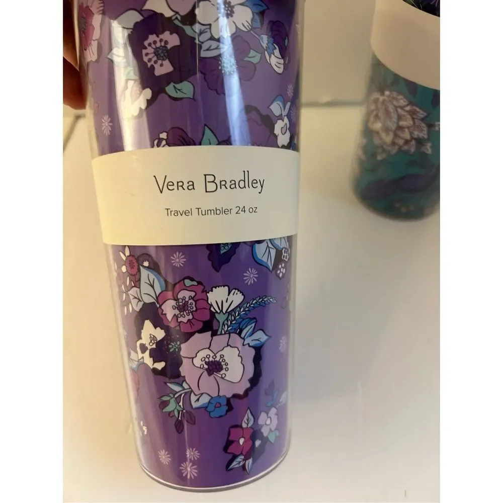 Vera Bradley‎ tumbler lot Purple Garden and Enchanted Garden 24 oz NEW